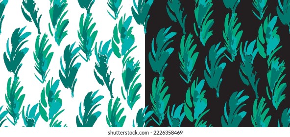 Patrón inmaculado con plumas o hojas dibujadas a mano. Patrón abstracto de color vectorial elegante