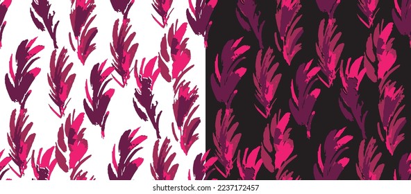 Vintage seamless pattern with hand-drawn feathers or leaves. Abstract colorful vector elegant pattern