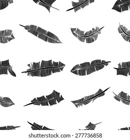 Vintage seamless pattern with hand-drawn feathers. Illustration