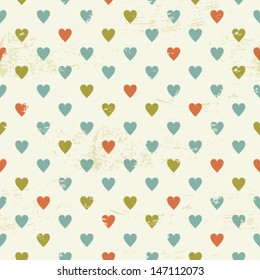 Vintage seamless pattern with hearts