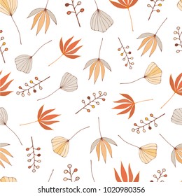 
Vintage seamless pattern with herbarium of flowers and herbs vector illustration