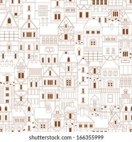 Vintage seamless pattern with houses