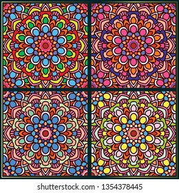 Vintage seamless pattern with indian mandala art ornament