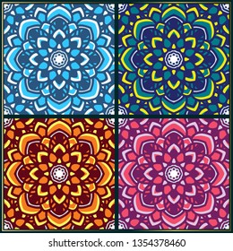Vintage seamless pattern with indian mandala art ornament