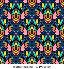 vintage padrão sem emenda inspirado em motivos florais art nouveau, apresentando elegante botânico com linhas ornamentadas e simetria, perfeito para têxtil, papel de parede, embalagem, tecido e design de papelaria