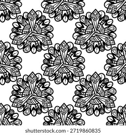 vintage padrão sem emenda inspirado em motivos florais art nouveau, apresentando elegante botânico com linhas ornamentadas e simetria, perfeito para têxtil, papel de parede, embalagem, tecido e design de papelaria