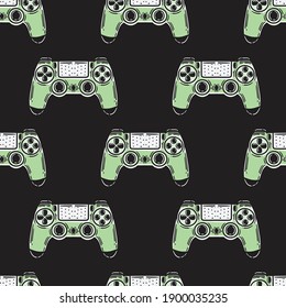 vintage seamless pattern of joystick with black background