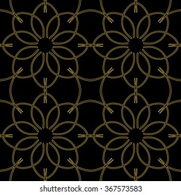 Vintage seamless pattern with lace ornaments. Golden color. The oriental style.