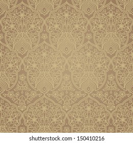 Vintage seamless pattern with lacy ornament. Background in ethnic style. It can be used for wallpaper, pattern fills, web page background, surface textures.