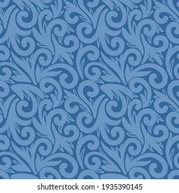 VINTAGE SEAMLESS PATTERN WITH LARGE MONOGRAMS ON A BLUE BACKGROUND IN VECTOR