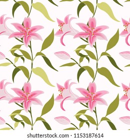 Vintage seamless pattern with lilies.