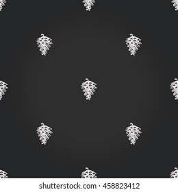 Vintage seamless pattern with little pinecone. Background for eco forest autumn celebrations. Floral rustic symbol in chalkboard hand drawing style.
