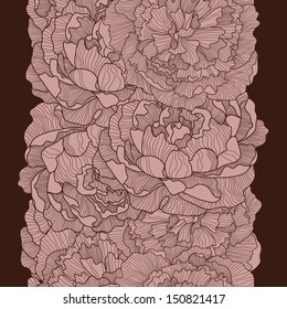Patrón vintage sin costuras hecho de flores de peonía en vector. Patrón floral infinito. Se puede utilizar un patrón sin soldadura para papel de pared, rellenos de patrones, fondo de página web, texturas superficiales