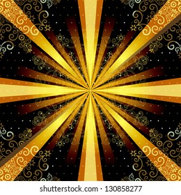 Vintage seamless pattern with mandala and gold rays (vector EPS 10)