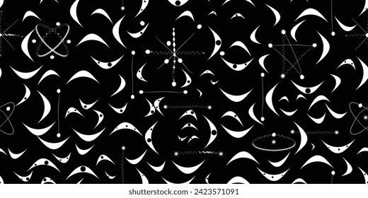 Vintage seamless pattern with mid century modern design elements .  Endless pattern with vector abstract shapes.