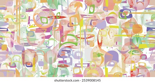 Vintage seamless pattern with mid century  design elements .  Endless pattern with vector abstract shapes. Retro fabric pattern. Vintage background. Seamless vector design