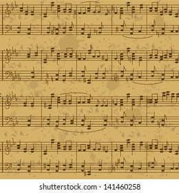 Vintage Seamless Pattern Of Music Stave Notes