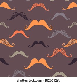Vintage seamless pattern with mustache . Retro style. Endless background. Vector backdrop. Use for wallpaper,pattern fills, web page background.
