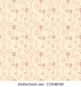 vintage seamless pattern, old keys