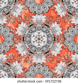 Vintage seamless pattern on a background with white elements. Vector illustration.