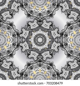 Vintage seamless pattern on a background with white elements. Christmas 2019, snowflake, new year.