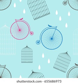 Vintage seamless pattern on a blue background