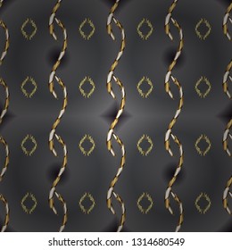 Vintage seamless pattern on a brown and gray colors with golden elements. Christmas 2019, snowflake, new year.
