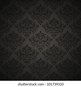 Vintage seamless pattern on dark background with floral elements