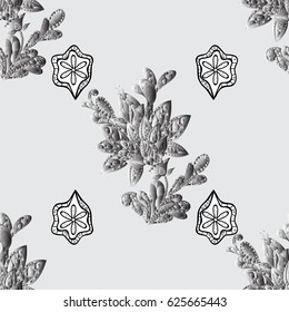 Vintage seamless pattern on a gray background with dim elements. Christmas 2019, snowflake, new year.