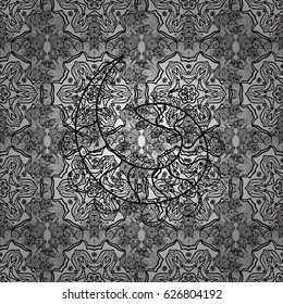 Vintage seamless pattern on a gray background with dim elements. Vector illustration.