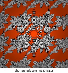 Vintage seamless pattern on a orange background with white elements. Vector illustration.