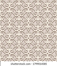 Vintage seamless pattern, ornamental lace texture, elegant vector background for wedding invitation card or packaging design