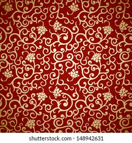 Vintage seamless pattern with ornate golden flowers