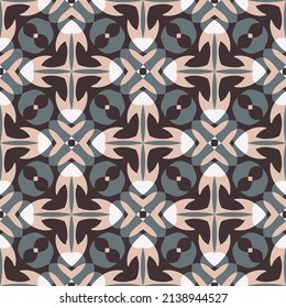 Vintage seamless pattern. Overlapping art forms, stripes, polygons, segments are grouped and arranged in a certain order. Vector. 
