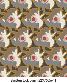 Vintage seamless pattern. Overlapping art forms, stripes, polygons, segments are grouped and arranged in a certain order. Vector. 