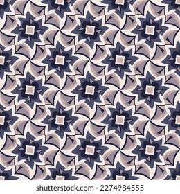 Vintage seamless pattern. Overlapping art forms, stripes, polygons, segments are grouped and arranged in a certain order. Vector. 