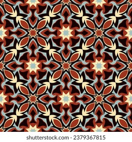 Vintage seamless pattern. Overlapping art forms, stripes, polygons, segments are grouped and arranged in a certain order. Vector. 
