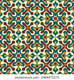 Vintage seamless pattern. Overlapping art forms, stripes, polygons, segments are grouped and arranged in a certain order. Vector. 
