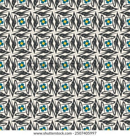 Vintage seamless pattern. Overlapping art forms, stripes, polygons, segments are grouped and arranged in a certain order. Vector. 