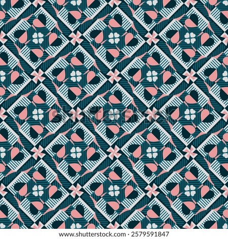 Vintage seamless pattern. Overlapping art forms, stripes, polygons, segments are grouped and arranged in a certain order. Vector. 