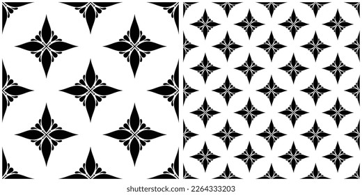 Vintage Seamless Pattern in Paisley Style, with Preview. Decorative Composition with Natural Motifs. Abstract Ornate Art. Complex Ornament. Vector Contour Illustration