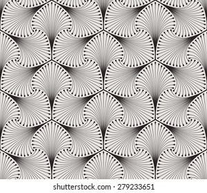 Vintage seamless pattern with palm branches. Stylish ornament with fine lines and scrolls.