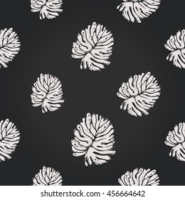 Vintage seamless pattern with palm leaf. Background for eco forest wedding or autumn celebrations.