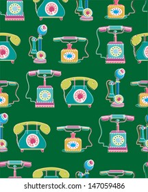  Vintage seamless pattern with phones - vector  