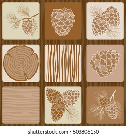 Vintage Seamless pattern with pine cone.