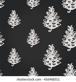 Vintage seamless pattern with pinecone. Background for eco forest wedding or autumn celebrations. Floral rustic symbols and elements in chalkboard hand drawing style.