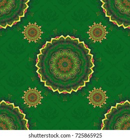 Vintage seamless pattern in pink and brown colors. Seamless background. Elegant vector damask wallpaper.