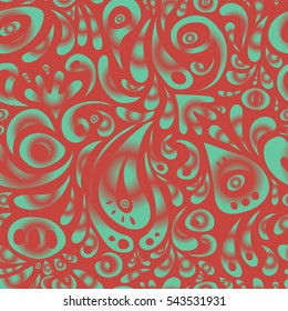 Vintage seamless pattern in pink and green colors. Seamless background. Elegant vector damask wallpaper.
