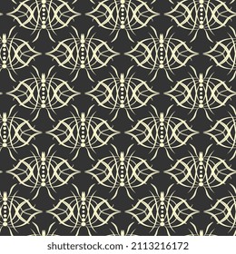 vintage seamless pattern with plant elements. Elegant background with swirls