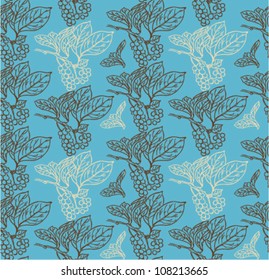 Vintage seamless pattern with plants. Retro floral background